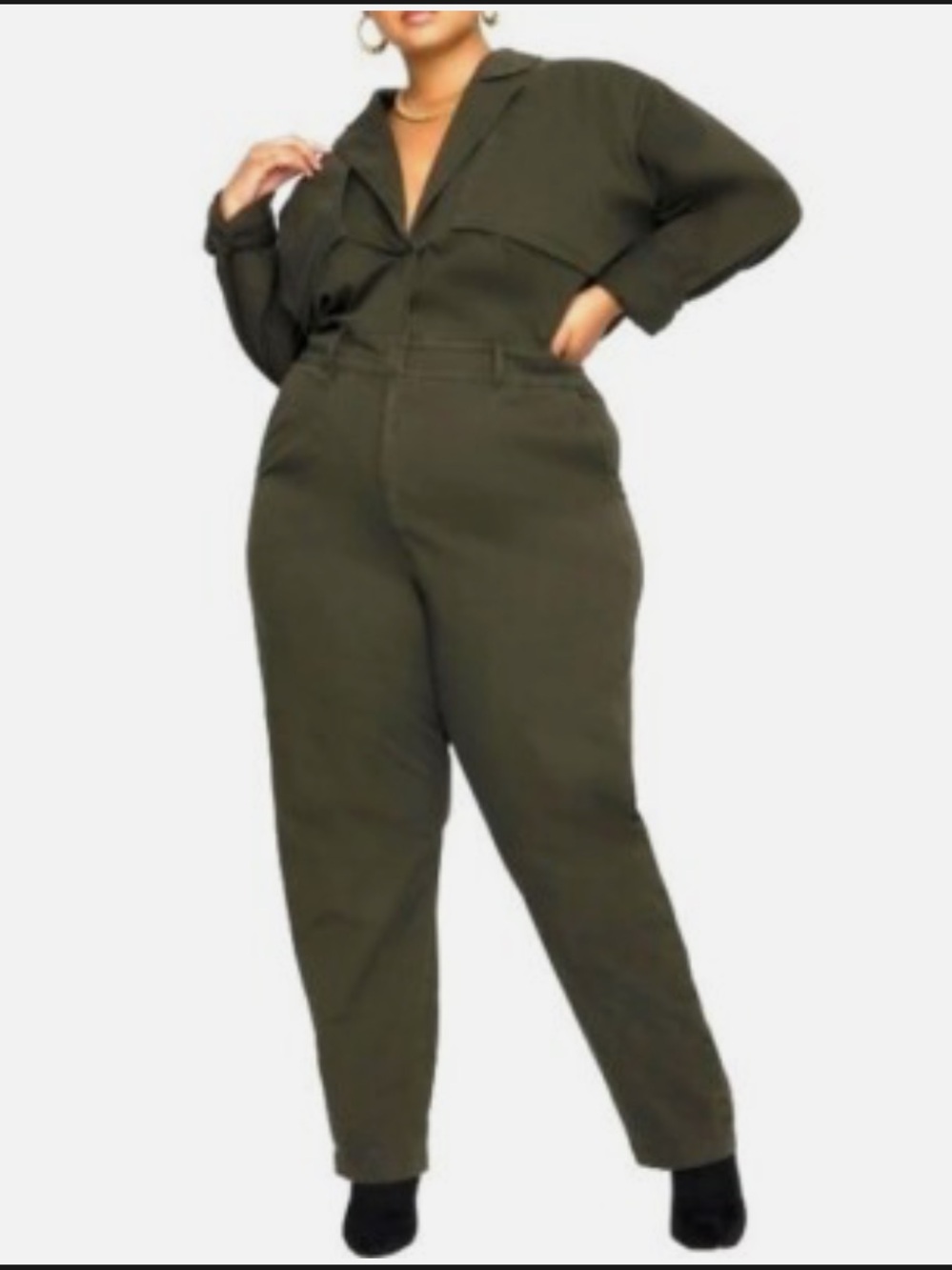 Good American Olive Utility Jumpsuit